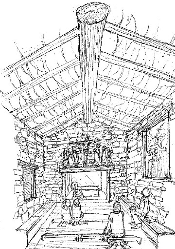 schizzo di progetto: interno, la cappella