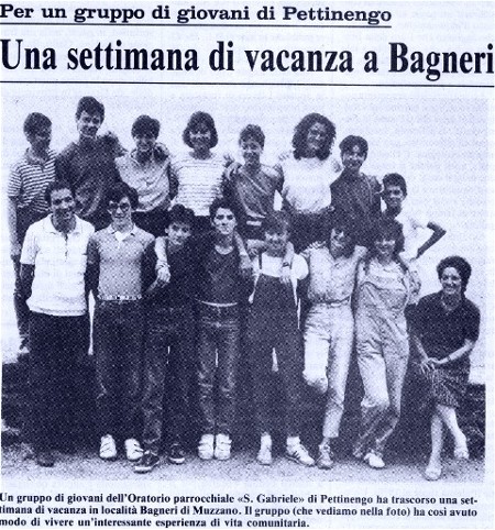 un gruppo di ragazzi dell'oratorio di Pettinengo, e' il 1988!